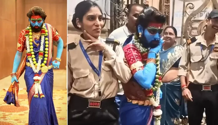 young man entered in Pushpa style